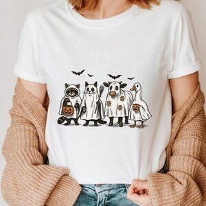 Retro Vibes Halloween Ghost Animals Shirt